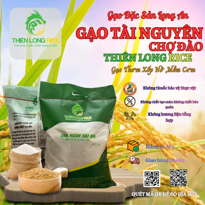 Gạo Tài Nguyên Chợ Đào Thiên Long Rice xốp mềm ngọt cơm - Đặc Sản Long An