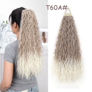 SUTONGXUE Tổng hợp Tóc giả đuôi ngựa xoăn tít kiểu Afro Kết cấu dày đặc Đa tầng Tóc nối đuôi ngựa dài Ngọt ngào Tự nhiên Tóc giả quấn quanh Để mặc hàng ngày một cách dễ dàng