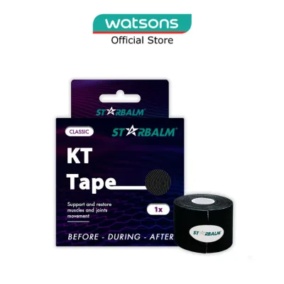STARBALM Kinesiology Tape (KT Tape) Classic Black 5cm x 5m (Joint Stability &Tension Relief + Support & Protect) 1s
