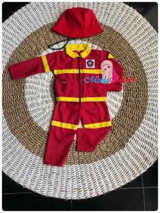 Setelan Kostum Anak Profesi Damkar Pemadam Free Topi Kostum Carnaval Agustusan Pemadam Damkar