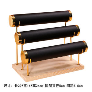 3-Tier Jewelry Display Rack Velvet PU Leather Jewelry Organizer Storage Tray for Watch Bracelet Jade Ornaments