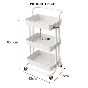 2024 Metal Full Set 3 tier Trolley Kitchen Storage Rack Rolling Utility Cart For Room decor Organizer Shelf With Wheels Storage holder Cart