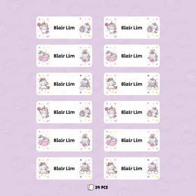 Custom Kids Name Labels Large – Personalized Waterproof Cartoon School Stickers