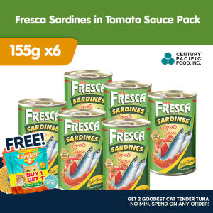 Fresca Sardines in Tomato Sauce 155g (Pack of 6pcs) - Rich in Calcium Protein & Lycopene