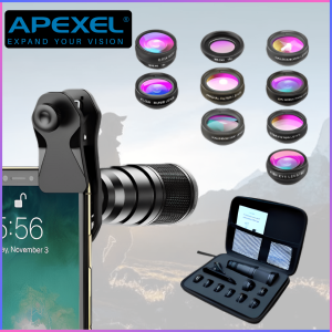 FAST SHIPPING APEXEL 10 in 1 Lensa Kamera HP Jernih Zoom Fotografi Telephoto Wide Macro Fisheye