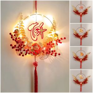 Đồ Trang Trí Tết Treo Cửa Treo Tường Có Đèn LED – Vòng Treo Decor Tết Chữ Phú Lộc Thọ Tết May Mắn Tài Lộc