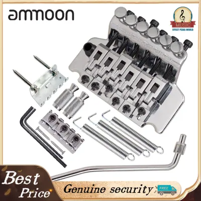 6 String Double Roll Tailpiece Saddle Tremolo Bridge System for Electric Guitar Replacement silver