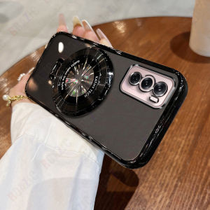 Roazic Cho Oppo RENO 12 5G/Reno 12 Pro 5G Mạ sang trọng Cạnh điện thoại trong suốt Trường Hợp Với Thông Tư Đứng silicon mềm Chống-Mùa Thu Cover Quay Lại JT03-1