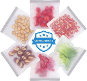 6 Pack Reusable Gallon Freezer Bags Dishwasher Safe Reusable Ziploc Bags BPA Free Freezer Storage Containers Leakproof Silicone Bags for food Storage Snack Lunch Marinate Food Sandwich