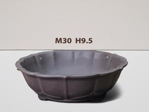 Chậu bonsai - Ang tròn cánh sen gốm tàu đen M30 H9.5 kích thước cụ thể như hình ảnh