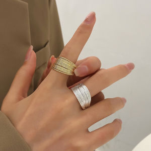 Vintage Multi Layered Open Ring and Earrings Adjustable Retro Women Party Jewelry Gift Irregular Finger Rings