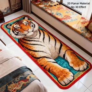 MUSCLEX 2D Flat Tiger Bedroom Carpet Non-slip Water-absorbing Bedside Rug Unique Lifelike Doormat Home Decor