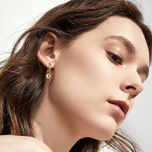 Kemstone 925 Silver Crystal Star Gold Plated Cross Drop Hoop Earrings Female Jewelry Gift for Women