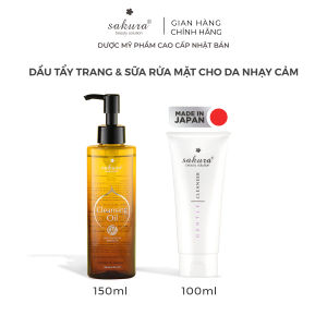 Bộ đôi dầu tẩy trang Cleansing Oil và Sữa rửa mặt làm sạch sâu Sakura 150ml + 100g