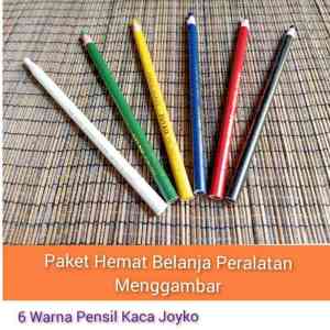 Pensil Kaca Joyko 6 Warna Merah Biru Kuning Hijau Putih Dan Hitam Peralatan Menggambar