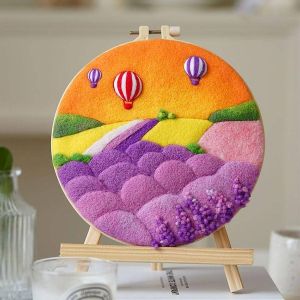 SDOYUNO Wool Painting And Embroidery Frame Kit Hot Air Balloon Modern Diy Felt Crafts Set Felt Needle Unique Gift
