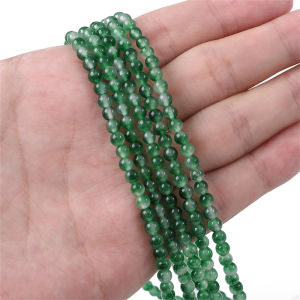 4-10มม. 38ซม./ลูกปัดหินหยกสีเขียวธรรมชาติสำหรับสร้อยคอสร้อยข้อมือทำเครื่องประดับ DIY