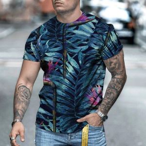 2024 Summer Flower Flamingo Tshirts for Men Vacation Style Plant 3D Printing Street Casual Loose T Shirt