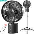 OPOLAR 20000mAh Oscillating Rechargeable Fan w/Remote, 10 Inch Cordless Battery Operated Fan for Camping Hurricane, Portable Outside Pedestal Fan, Super Strong, Timer, 7 Speeds, Lasts 50 Hrs. 