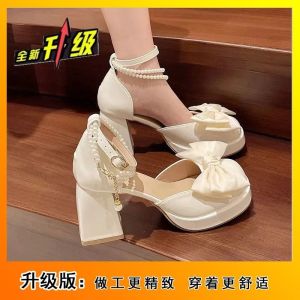 [Free Shipping] 2026 New High-Heeled Shoes Round-Toe Chunky-Heel High Heels WomenS Summer Sandals Single Shoes Lolita Style