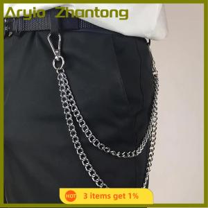 Aryio 2 3Layer Punk Hip-hop Long Metal Belt Chain Fashion Trousers Pant Waist Metal Chain Keychain