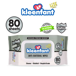 Kleenfant Lite Ocean Fresh Scent Antibacterial Disinfectant Cleansing Wipes 80 Tender sheets pack of 1 Antibac Wipes