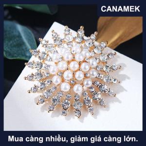 【CANAMEK】 Rhinestone Hoa Trâm Cài Ngọc Trai Cổ Điển Trâm Pins Phụ Nữ Đồ Trang Sức Phụ Kiện