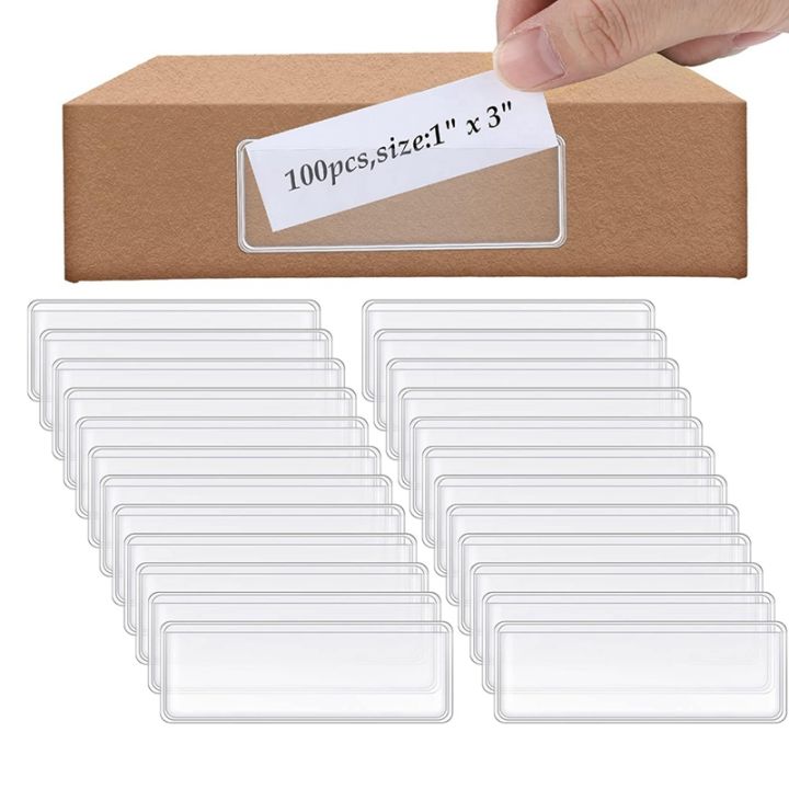 Pocket Label Card 100 Pack Self Adhesive Label Holder Card Pockets Card Holder for ...