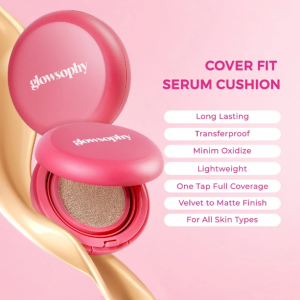 Glowsophy Cover Fit Serum Cushion Long Lasting All Day - Formulasi Ringan - Minim Oksidasi - Natural