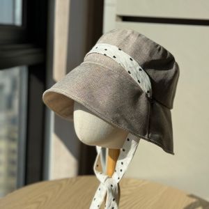 OEUVR Lace Women Fisherman Hat Solid Color Polka Dot Ribbon Sunshade Hat Fashion Breathable Sunscreen Visor Cap Ladies