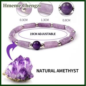 Hmeme Natural Amethyst Body-purify Bracelet Stone Energy Bracelets for Women Fatigue Healing Yoga