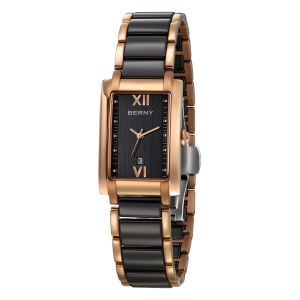 BERNY Women Watch Classic Rectangle Ceramics Calendar Luxury Ladies Quartz Watches Elegant Casual Waterproof Womens Wristwatch