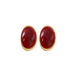 Elegant Oval Resin Earrings With Comfortable Posts Retro Inspired Portable Statement Pieces