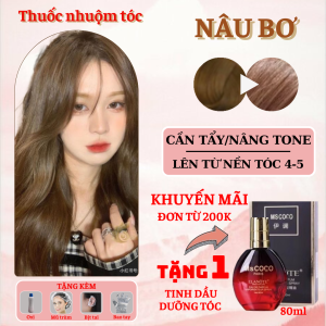 Thuốc nhuộm tóc màu Nâu Caramel/Nâu Bơ - Cần tẩy / Nhuộm tóc tiện lợi tại nhà - Tặng kèm oxi trợ nhuộm
