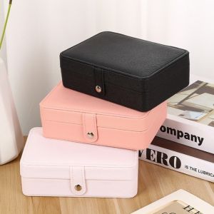 ETQT High-end Portable Jewelry Storage Box Exquisite Large Capacity Buttoned Jewelry Organizer Box Versatile Dustproof Travel Jewelry Bag for Women