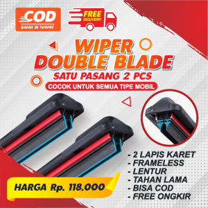 Wiper Double Blade Double Karet Dual Karet Frameless Universal Harga Sudah Sepasang 2 PCS Bisa COD