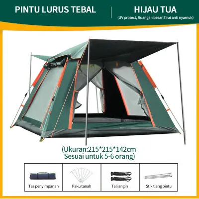 Tenda Glamping Waterproof Luxury Besar Automatic Keluarga Tenda/ Tenda Camping Lipat Untuk / 8-12 Orang Tenda Camping Portable Waterproof Camping Tent / Tenda Pesta Keluarga Tebal Lapisan Ganda