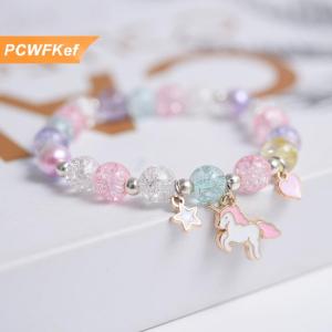 【PCWFKef】 Dễ thương bỏng ngô hạt Vòng đeo tay Tình Bạn Vòng đeo tay thủy tinh cho cô gái Mặt Dây Chuyền Vòng đeo tay trang sức phụ kiện