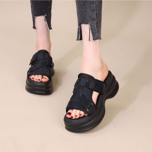 Sandals Women New Style 2024 Waterproof Platform Thick Bottom Fashion Wedge Sandals for Women