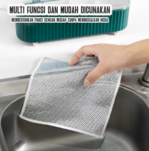 Kain Lap Ukuran 20x20cm Kain Lap Dapur Kawat 2 Sisi Halus Untuk Mangkok Panci
