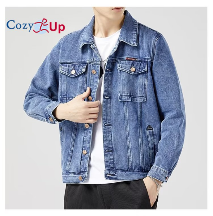 Cozy Up Men Denim Trucker Jacket Men's Denim Jacket Casual