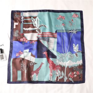 Khăn Lụa Vuông (Khăn Turban) Cao Cấp Họa Tiết Động Vật Chất liệu Chiffon 70x70cm - Mã KL038