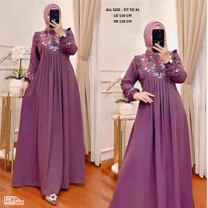 Gamis Bordir Cringkle Airflow Motif Timbul Desain Elegan