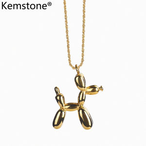 Kemstone Stainless Steel Balloon Dog Gold Silver Plated Pendant Necklace Jewelry Gift for Men