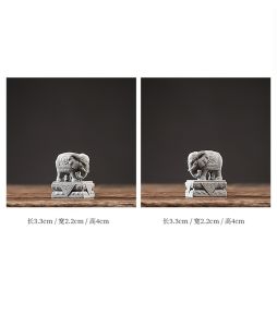 Cặp Tượng Voi Phục Bằng Đá Sa Thạch Xanh Dùng Trang Trí Bàn Trà Đạo Bàn Làm Việc Không Gian Tiểu Cảnh Bể Cá