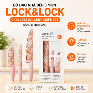Bộ Dao Nhà Bếp Lock&Lock CKK308S3 Gallery Knife Set 3 Món Chính Hãng - Dao Đầu Bếp Dao Santoku Dao Gọt Thép Không Gỉ Chống Dính