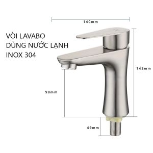 Vòi Lavabo Lạnh Inox 304- Bền Đẹp Chống Gỉ Dễ Lắp Đặt