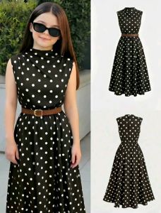 DD Elegant High-Waist Flare Midi Skirt with Belt in Plain Brown