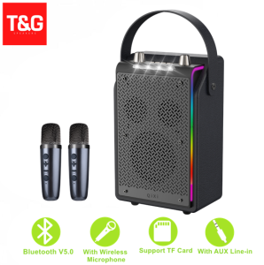 SK-2070 Exquisite Design Super Bass Sound Karaoke Wireless Bluetooth Speaker with Colorful Lights & Wireless Microphone