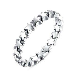 BAMOER Free Shpping 925 Sterling Silver Star Trail Stackable Finger Ring For Women Wedding Jewelry PA7151